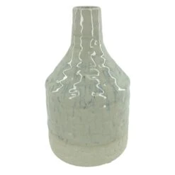 10in White And Blue Speckeled Vase