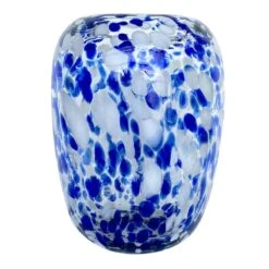 6X7.5In Blue Frit Glass Vase