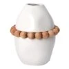7X7X8 White Ceramic Vase With Beads