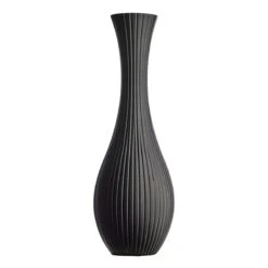 Black Carved Faux Wood Vase, 15"
