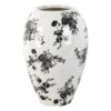 Black & White Floral Ceramic Vase, 10" -Best Decoration Store black white floral ceramic vase 10