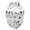 Black & White Floral Ceramic Vase, 11"
