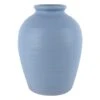 Blue Ceramic Vase, 7"