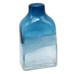 Blue Clear Glass Vase, 11"