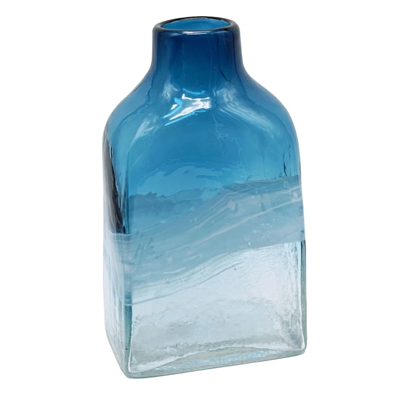 Blue Clear Glass Vase, 11" 3 Blue Clear Glass Vase, 11"
