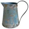 Blue Distressed Metal Decorative Pitcher, 7" -Best Decoration Store blue distressed metal decorative pitcher 7