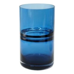 Blue Ring Glass Vase, 8"