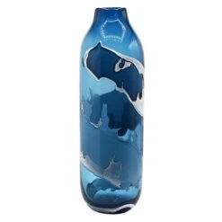 Blue Striped Glass Vase, 18"