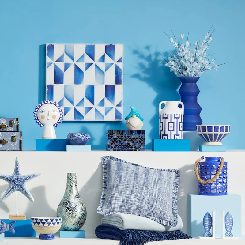 Blue & White Ceramic Vase, 9" 4 Blue & White Ceramic Vase, 9" - Image 2