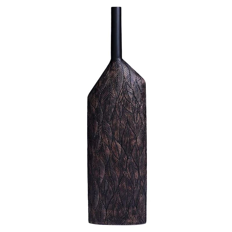 Brown Leaf Patterned Vase, 27" 3 Brown Leaf Patterned Vase, 27"