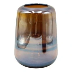 Brown Ring Luster Glass Vase, 7"