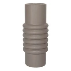 Crosby St Grey Ribbed Ceramic Vase, 11"