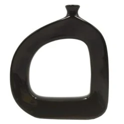 Crosby St Riley Black Modern Open Ceramic Vase, 9.5"