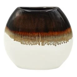Crosby St White & Brown Reactive Ceramic Vase, 7"