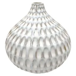 Crosby St White Ceramic Dipped Vase, 7"
