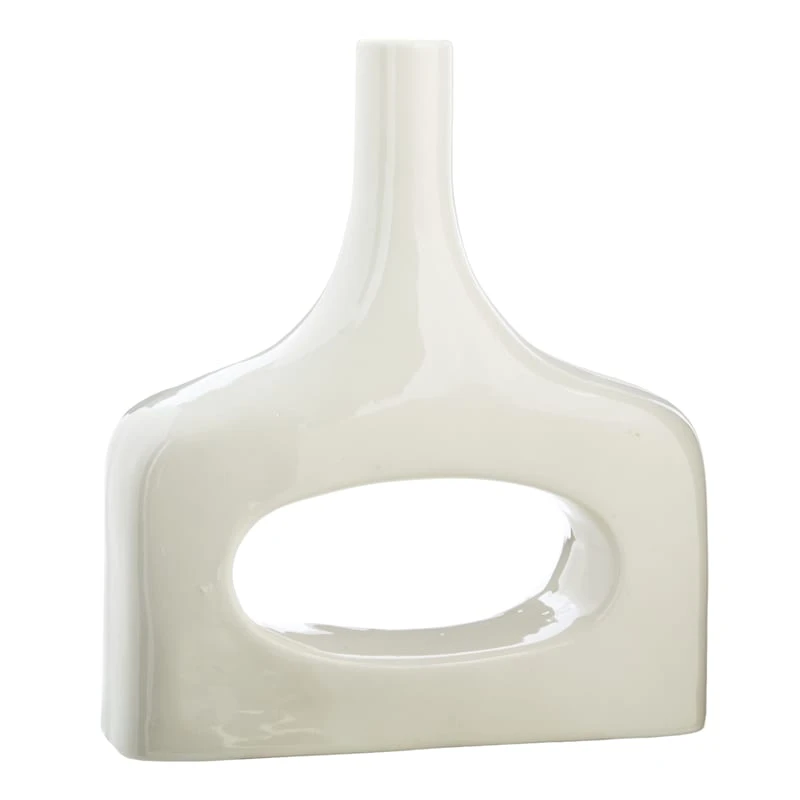 Crosby St White Open Ceramic Vase, 9.5" 3 Crosby St White Open Ceramic Vase, 9.5"