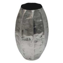Dark Silver Metal Vase, 13"