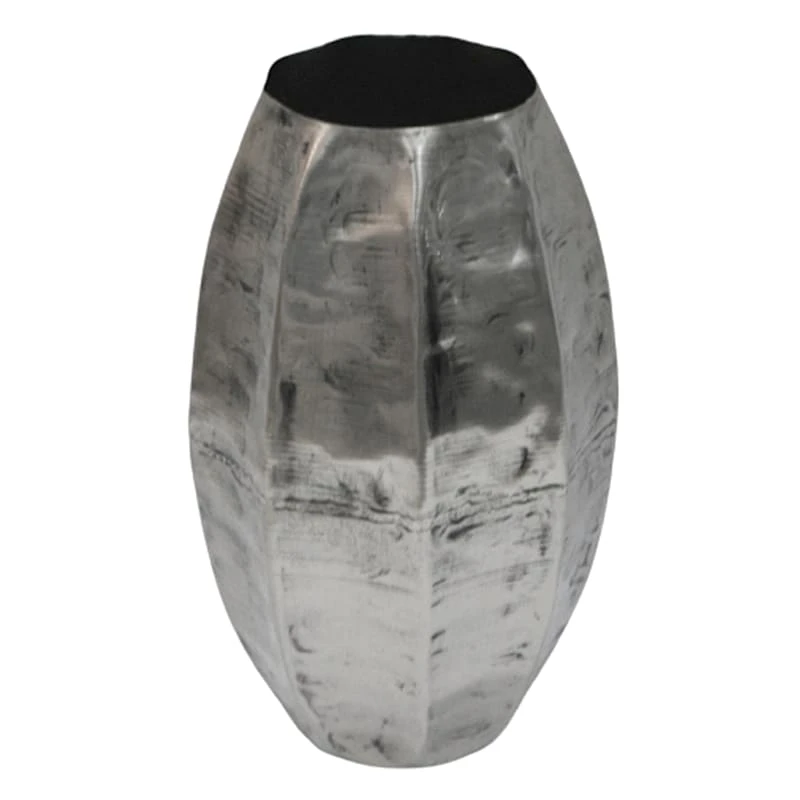 Dark Silver Metal Vase, 13" 3 Dark Silver Metal Vase, 13"