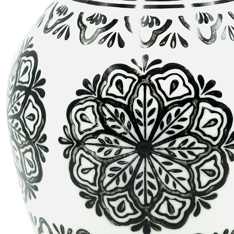 Found & Fable Black & White Floral Ceramic Vase, 8" 4 Found & Fable Black & White Floral Ceramic Vase, 8" - Image 2