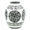 Found & Fable Black & White Floral Ceramic Vase, 8"