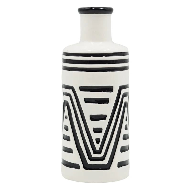 Found & Fable Black & White Geometric Design Ceramic Vase, 8" 3 Found & Fable Black & White Geometric Design Ceramic Vase, 8"