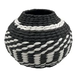 Found & Fable Black & White Woven Vase, 7"
