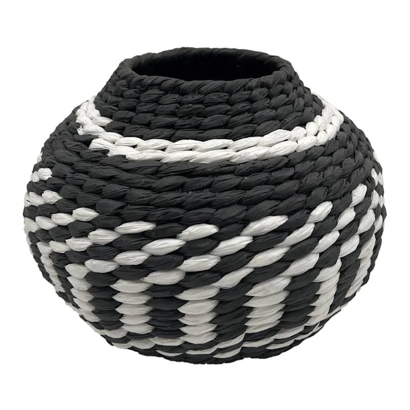 Found & Fable Black & White Woven Vase, 7" 3 Found & Fable Black & White Woven Vase, 7"