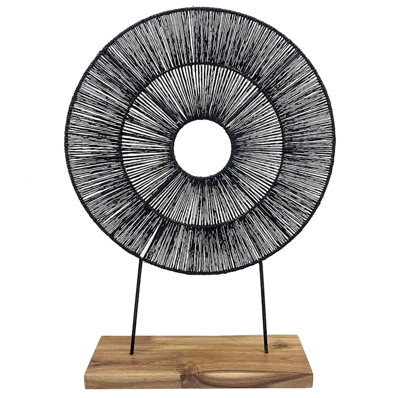 Found & Fable Round Black Jute Decor, 22" 2 Found & Fable Round Black Jute Decor, 22"