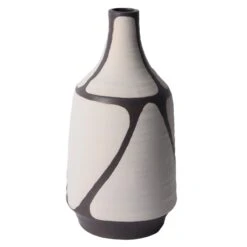 Found & Fable White & Brown Ceramic Vase, 11"
