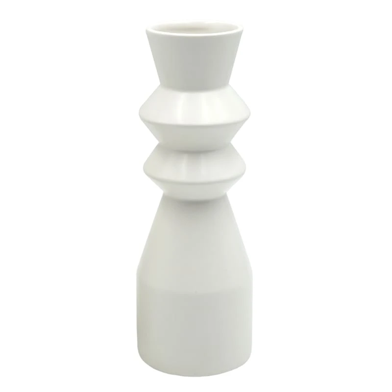 Found & Fable White Spindle Ceramic Vase, 10" 3 Found & Fable White Spindle Ceramic Vase, 10"