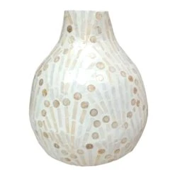 Grace Mitchell Neutral Mother Of Pearl Vase, 12.5"