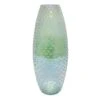 Grace Mitchell Sea Blue Etched Glass Vase, 12" -Best Decoration Store grace mitchell sea blue etched glass vase 12