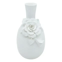 Grace Mitchell White Ceramic Vase, 9"
