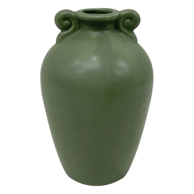 Green Ceramic Vase With Handles, 6" 3 Green Ceramic Vase With Handles, 6"