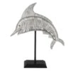 Grey Metal Dolphin With Stand, 16" -Best Decoration Store grey metal dolphin with stand 16