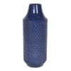 Honeybloom Blue Metal Embossed Vase, 15.5"
