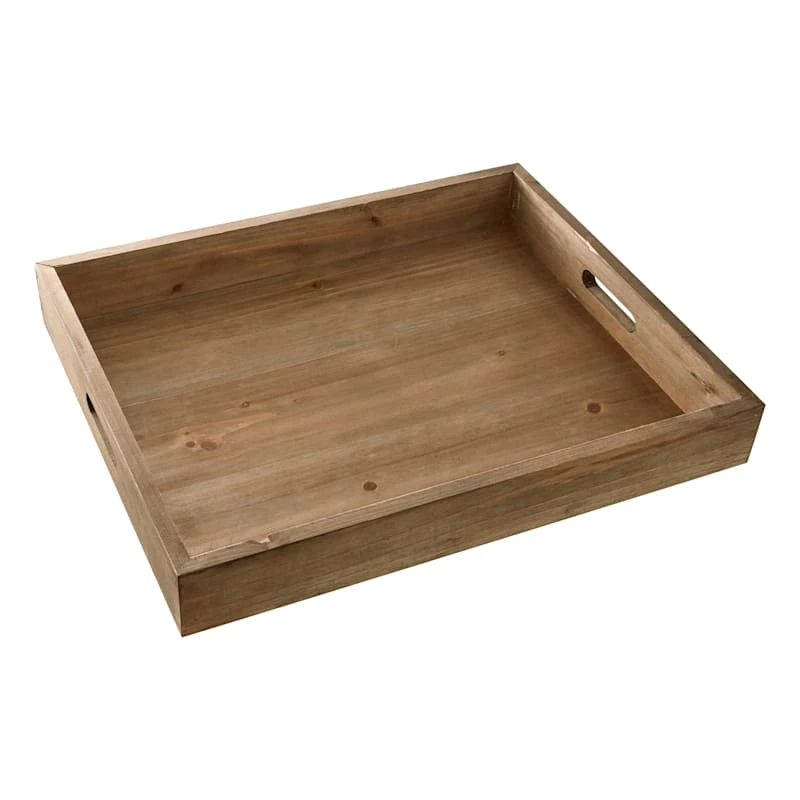 Honeybloom Brown Wood Decorative Tray, 20x16 3 Honeybloom Brown Wood Decorative Tray, 20x16