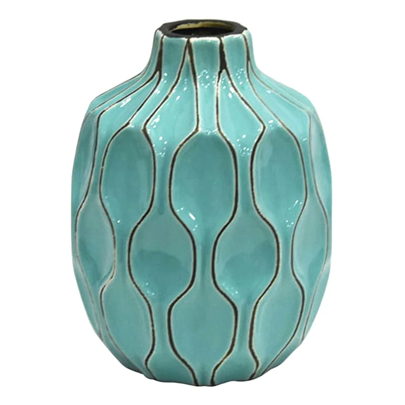 Honeybloom Katherine Turquoise Ceramic Vase, 8" 3 Honeybloom Katherine Turquoise Ceramic Vase, 8"