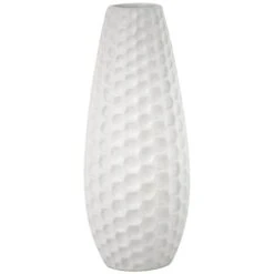 Honeybloom White Honeycomb Ceramic Vase, 12"