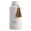 Honeybloom White Tassel Metal Vase, 13.5" -Best Decoration Store honeybloom white tassel metal vase 13.5