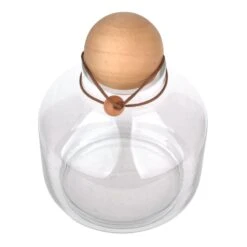 Honeybloom Wooden Orb Stopper Glass Vase, 9" -Best Decoration Store honeybloom wooden orb stopper glass vase 9 1