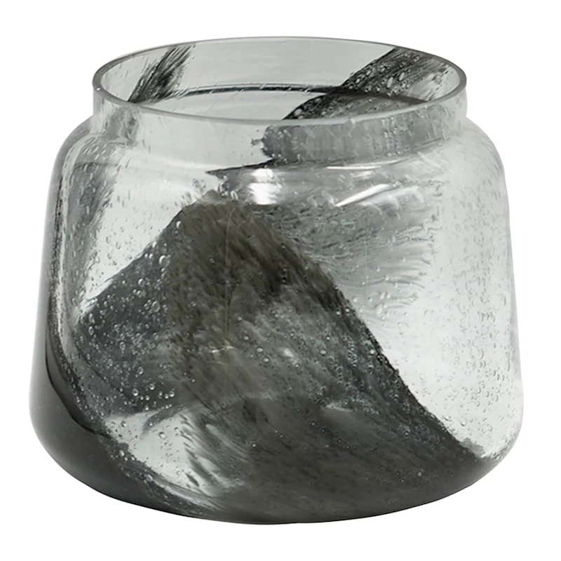 Laila Ali Black & Clear Swirled Glass Vase, 6.5" 3 Laila Ali Black & Clear Swirled Glass Vase, 6.5"