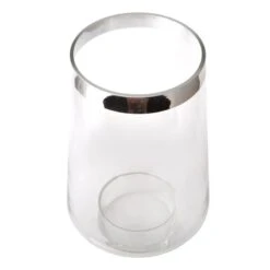 Laila Ali Clear Glass Vase With Silver Rim, 14" -Best Decoration Store laila ali clear glass vase with silver rim 14 1