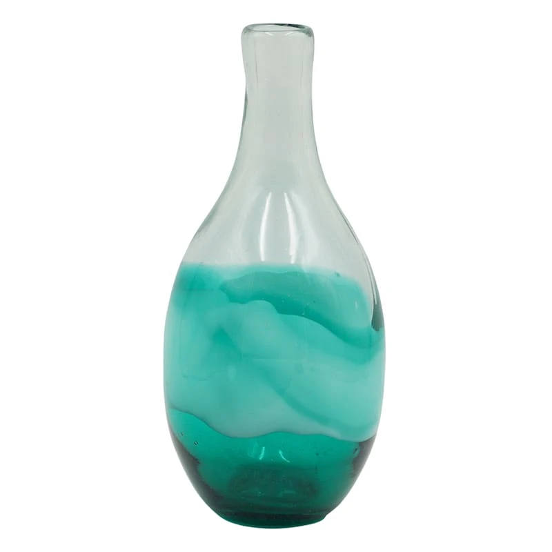 Laila Ali Clear & Green Marbled Glass Vase, 11.5" 3 Laila Ali Clear & Green Marbled Glass Vase, 11.5"