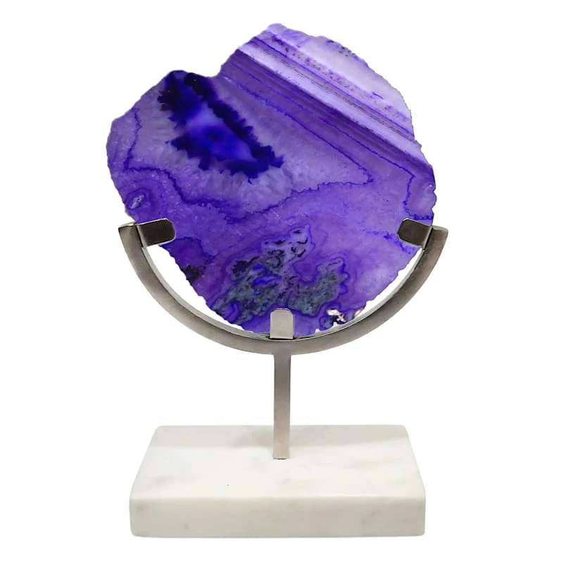 Laila Ali Purple Agate Sculpture With Marbled Base, 8" 3 Laila Ali Purple Agate Sculpture With Marbled Base, 8"