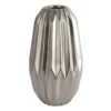 Laila Ali Silver Fluted Ceramic Vase, 10"