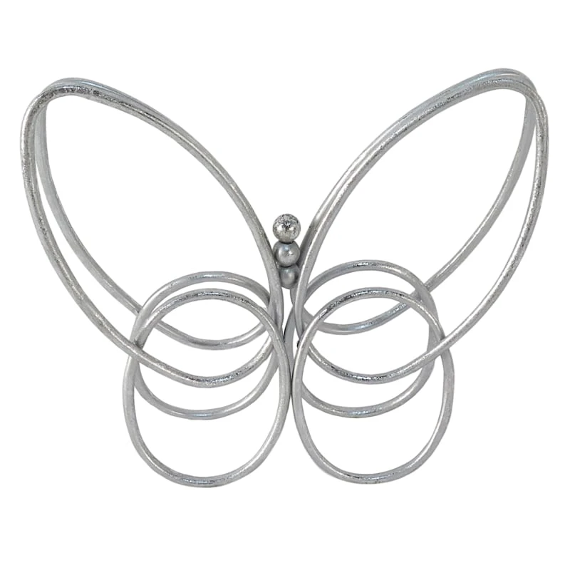 Laila Ali Silver Metal Butterfly Decor, 9" 3 Laila Ali Silver Metal Butterfly Decor, 9"
