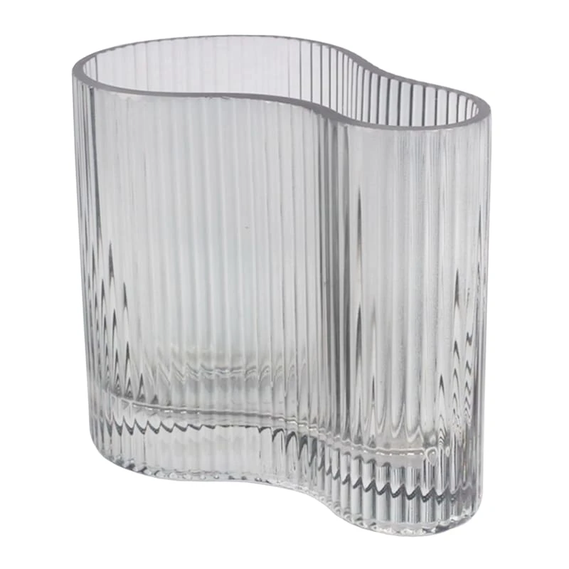Laila Ali Smoke Glass Ribbed Vase, 6" 3 Laila Ali Smoke Glass Ribbed Vase, 6"