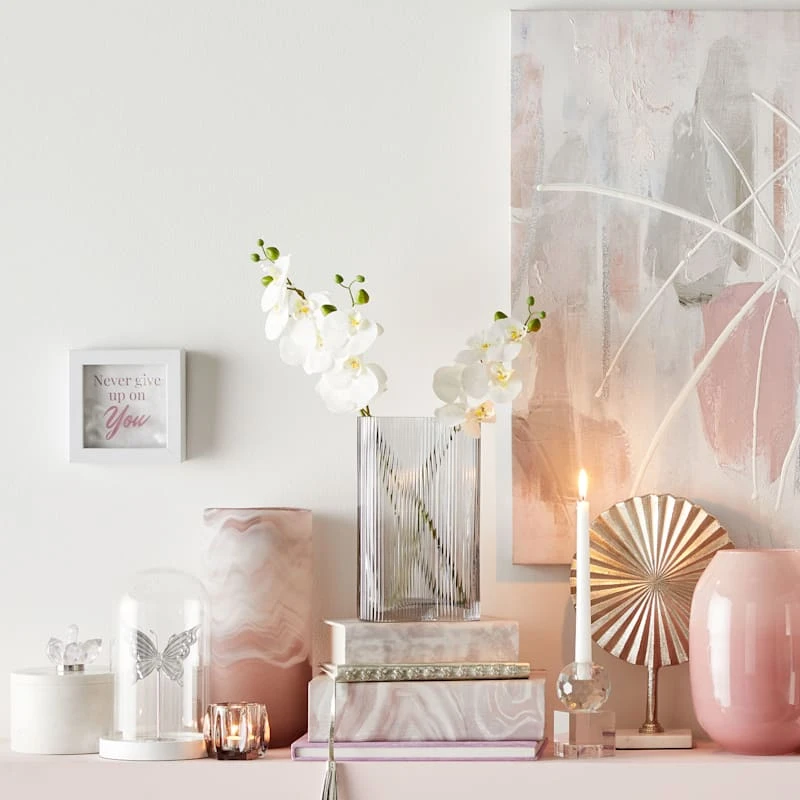 Laila Ali Smoke Grey Glass Ribbed Vase, 10.5" 4 Laila Ali Smoke Grey Glass Ribbed Vase, 10.5" - Image 2