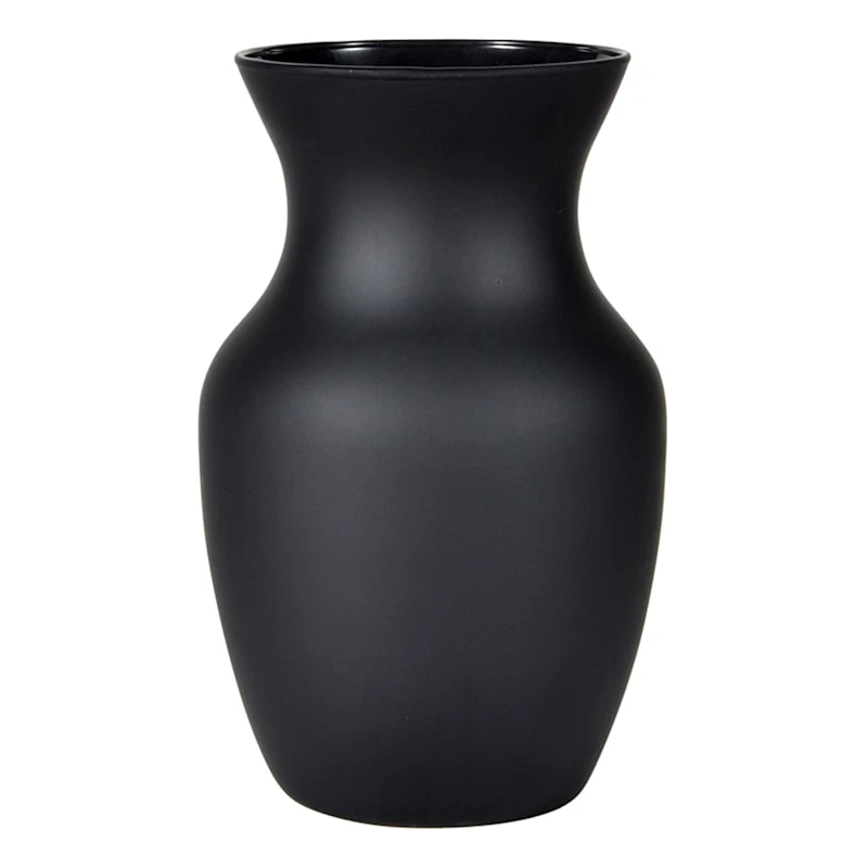 Matte Black Glass Vase, 8" 3 Matte Black Glass Vase, 8"